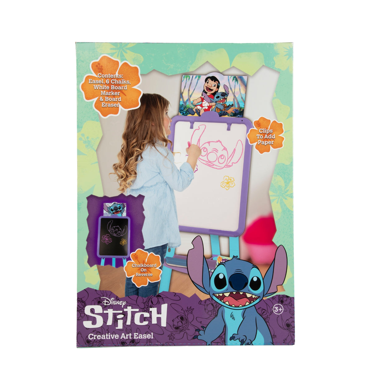 Disney Stitch 2-in-1 Floor Easel – Whiteboard & Chalkboard Set