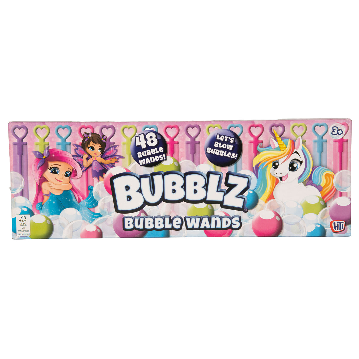 Pastel Bubble Wands - 48 Pack Bubble Solution & Wands