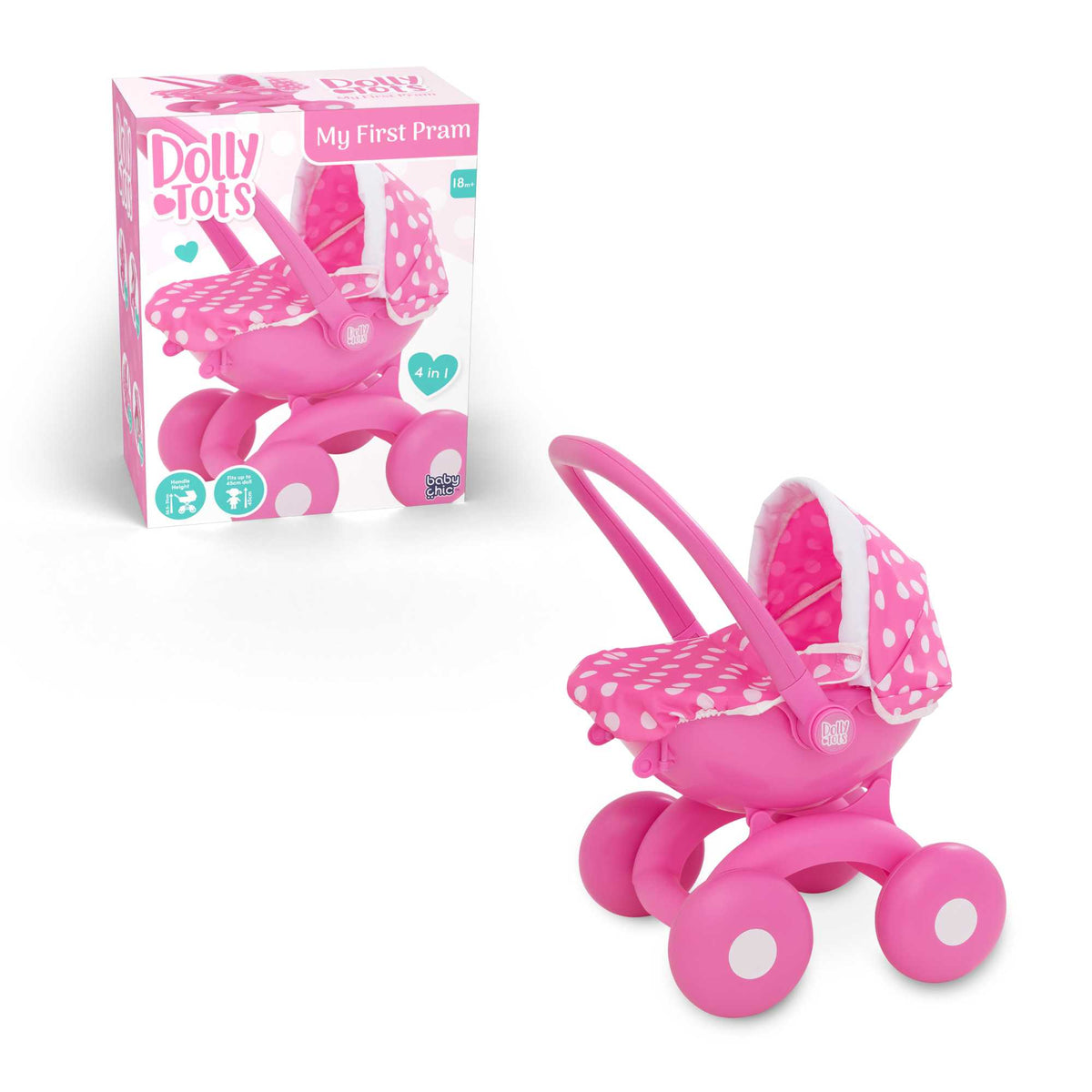 Dolly Tots My First 4 in 1 Dolls Pram - Pink