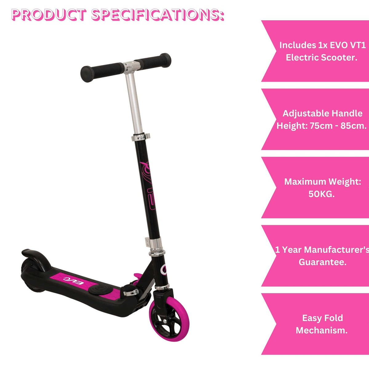 EVO VT1 Childrens Electric Scooter - Pink