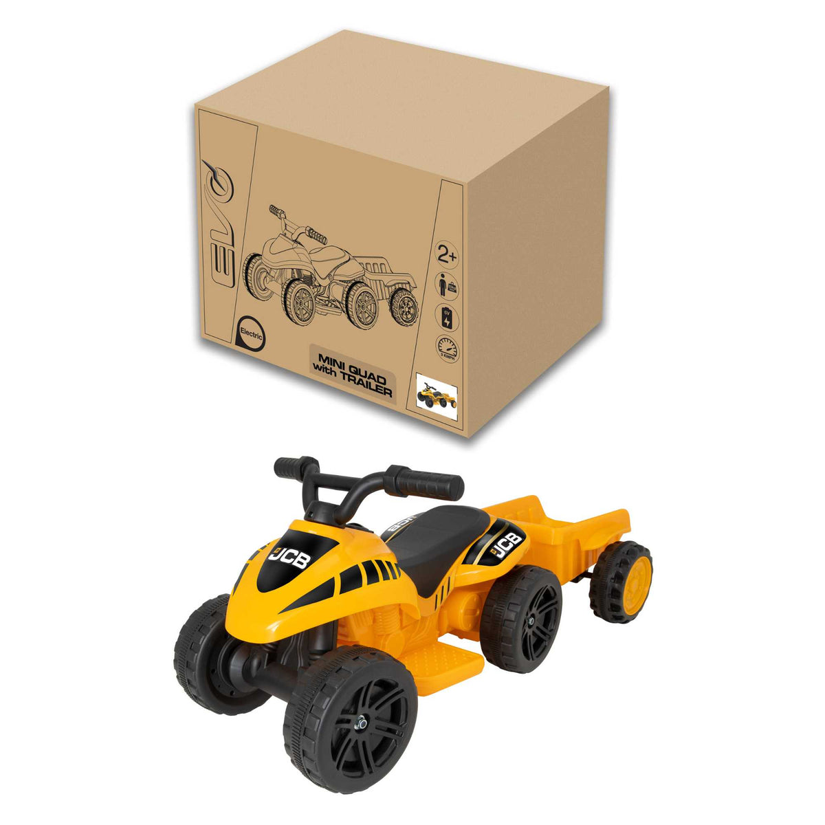 JCB Battery Operated Mini Quad Ride-On With Trailer