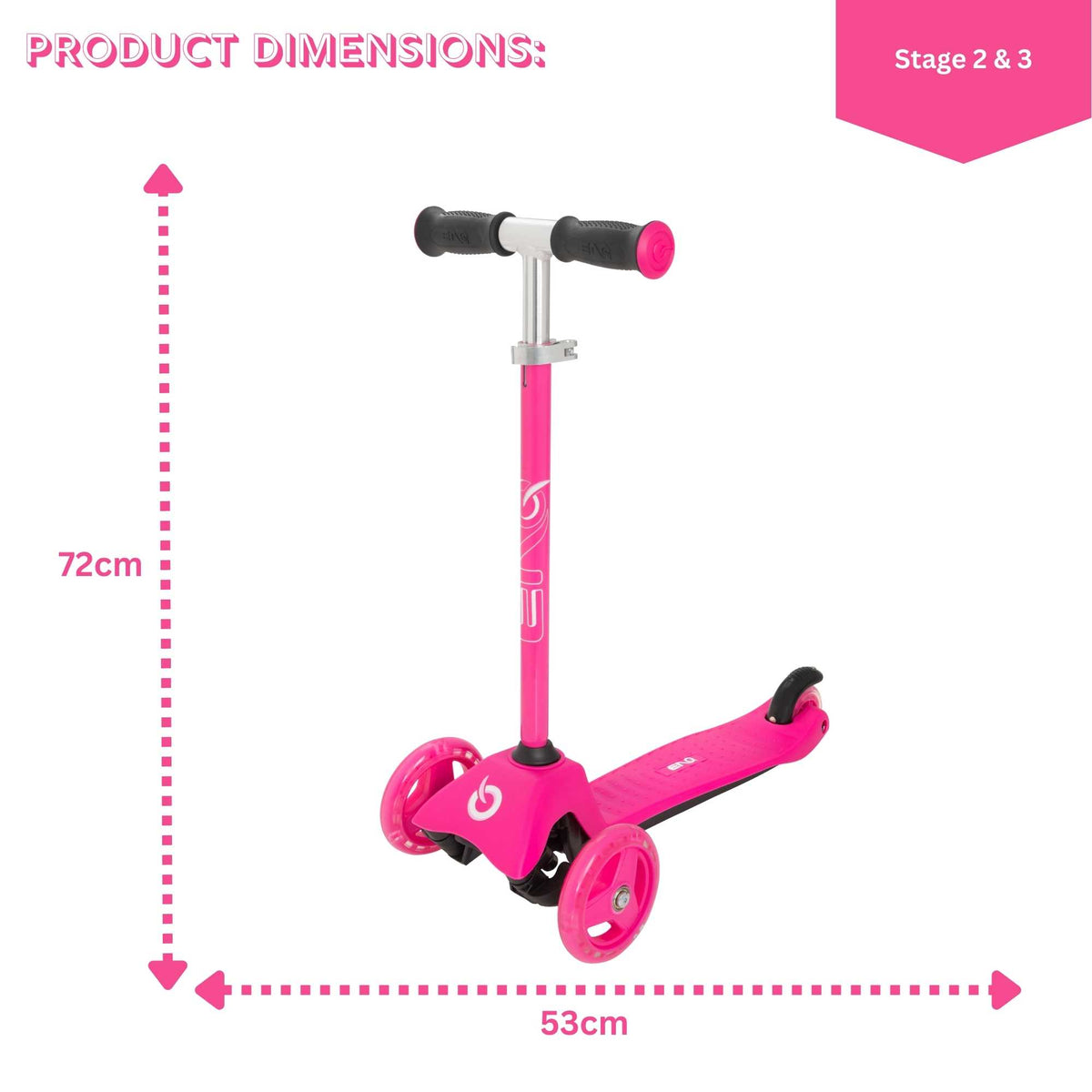 Evo 3 in 1 Cruiser Toddler Ride On & Scooter - Pink
