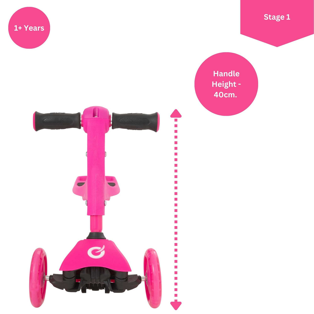 Evo 3 in 1 Cruiser Toddler Ride On & Scooter - Pink