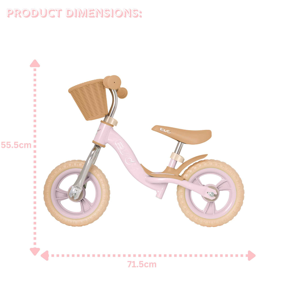 EVO 10" Glider Balance Bike With Basket - Pink