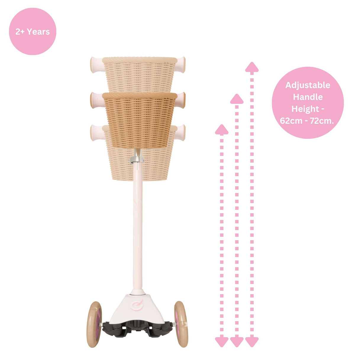 EVO Mini Cruiser Scooter With Basket - Pink