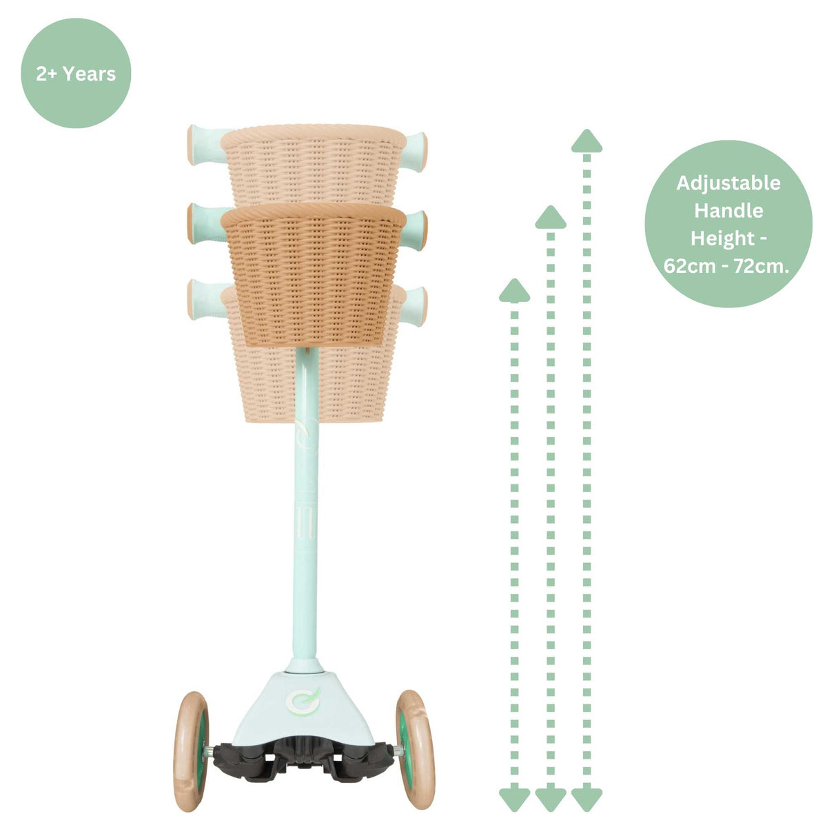 EVO Mini Cruiser Scooter With Basket - Mint Green