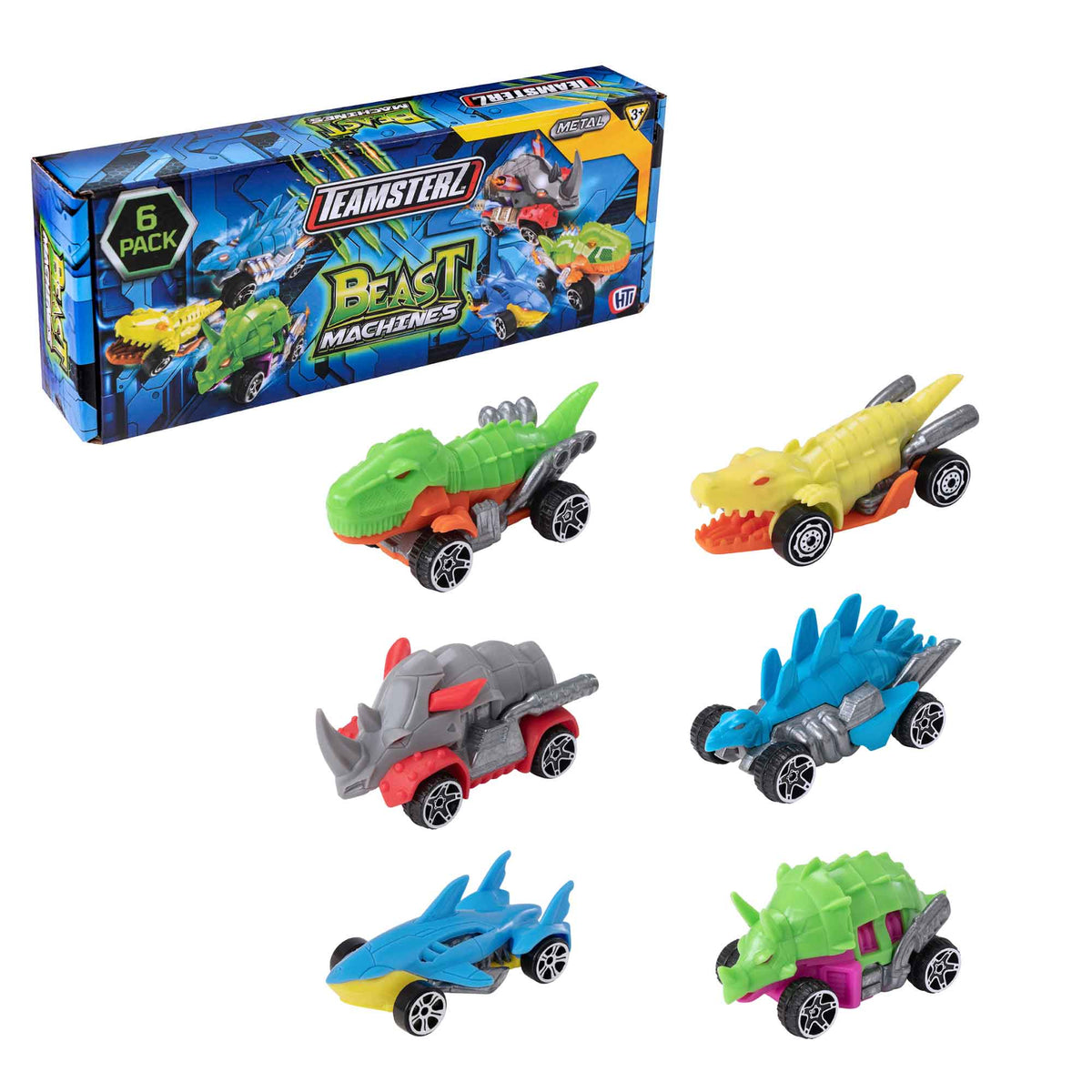 Monster Mayhem Toy Garage + 6 Piece Beast Machine Car Play Set Bundle