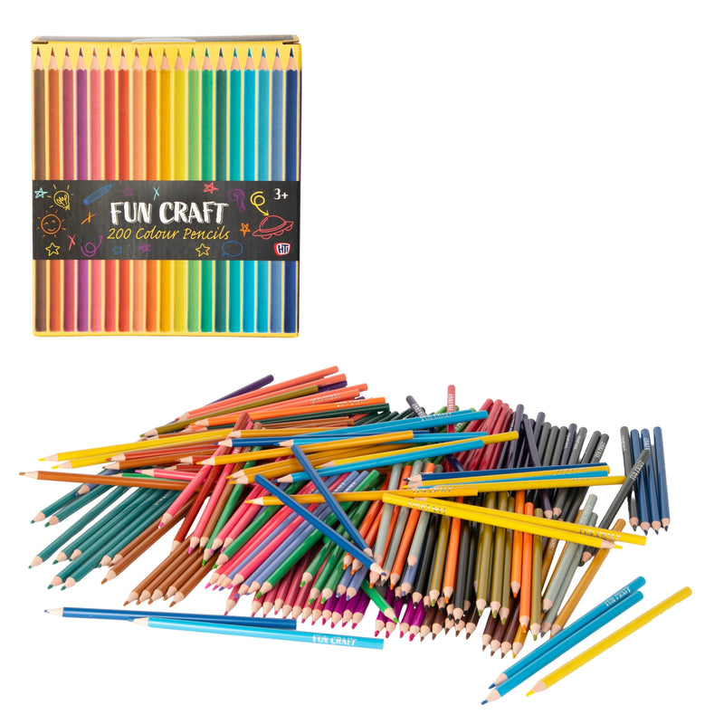 Fun Craft 200 Coloured Pencils – Kids Colouring & Drawing Set
