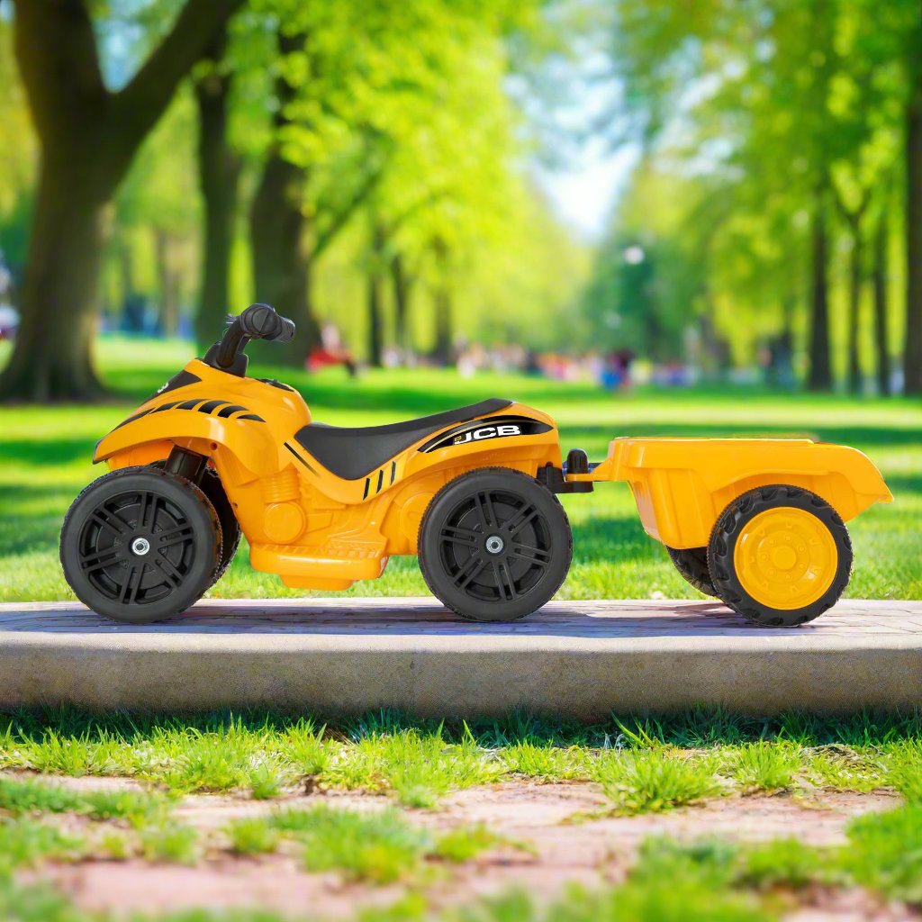 JCB Battery Operated Mini Quad Ride-On With Trailer