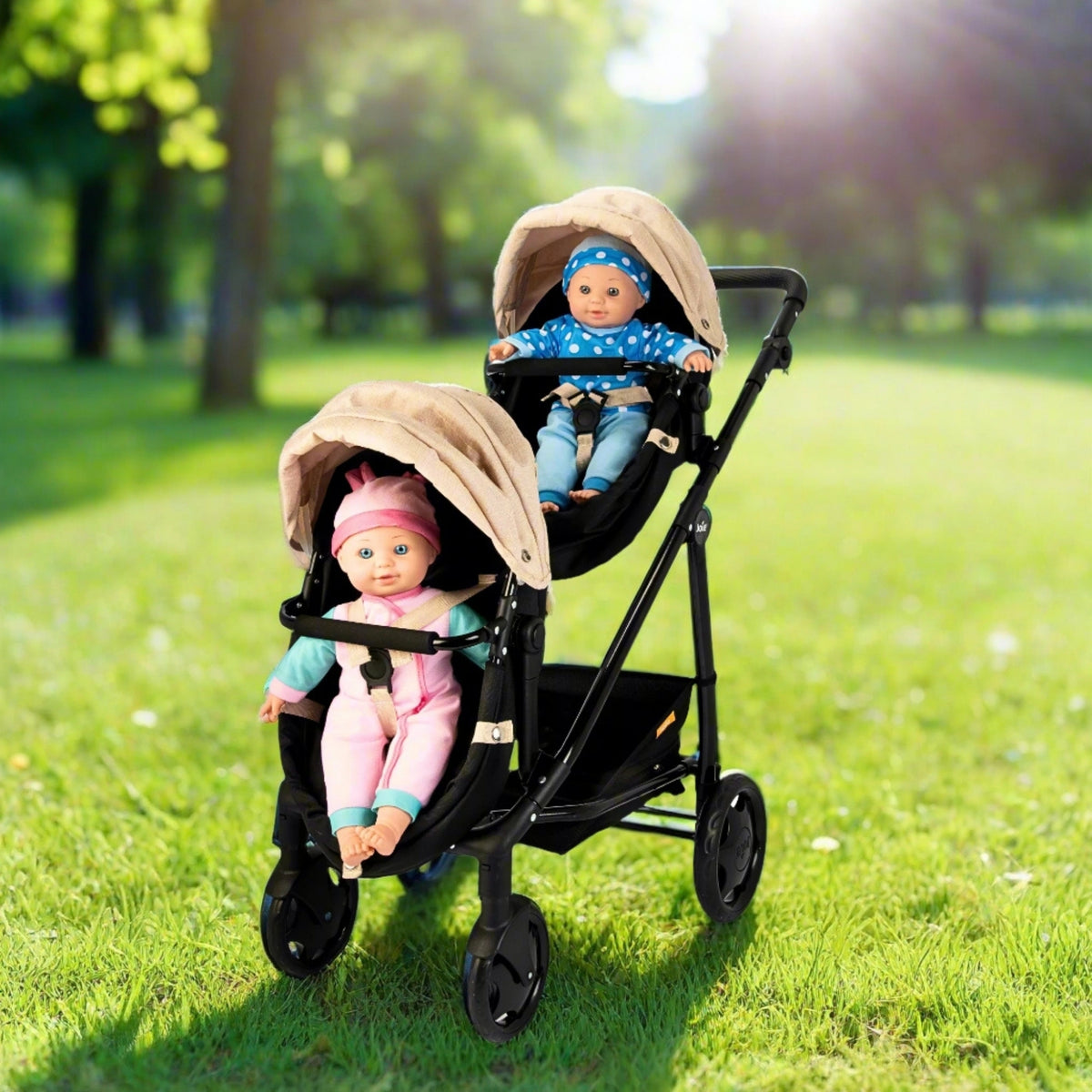 Joie Evalite Stone & Black Dolls Pram - 9 Play Modes