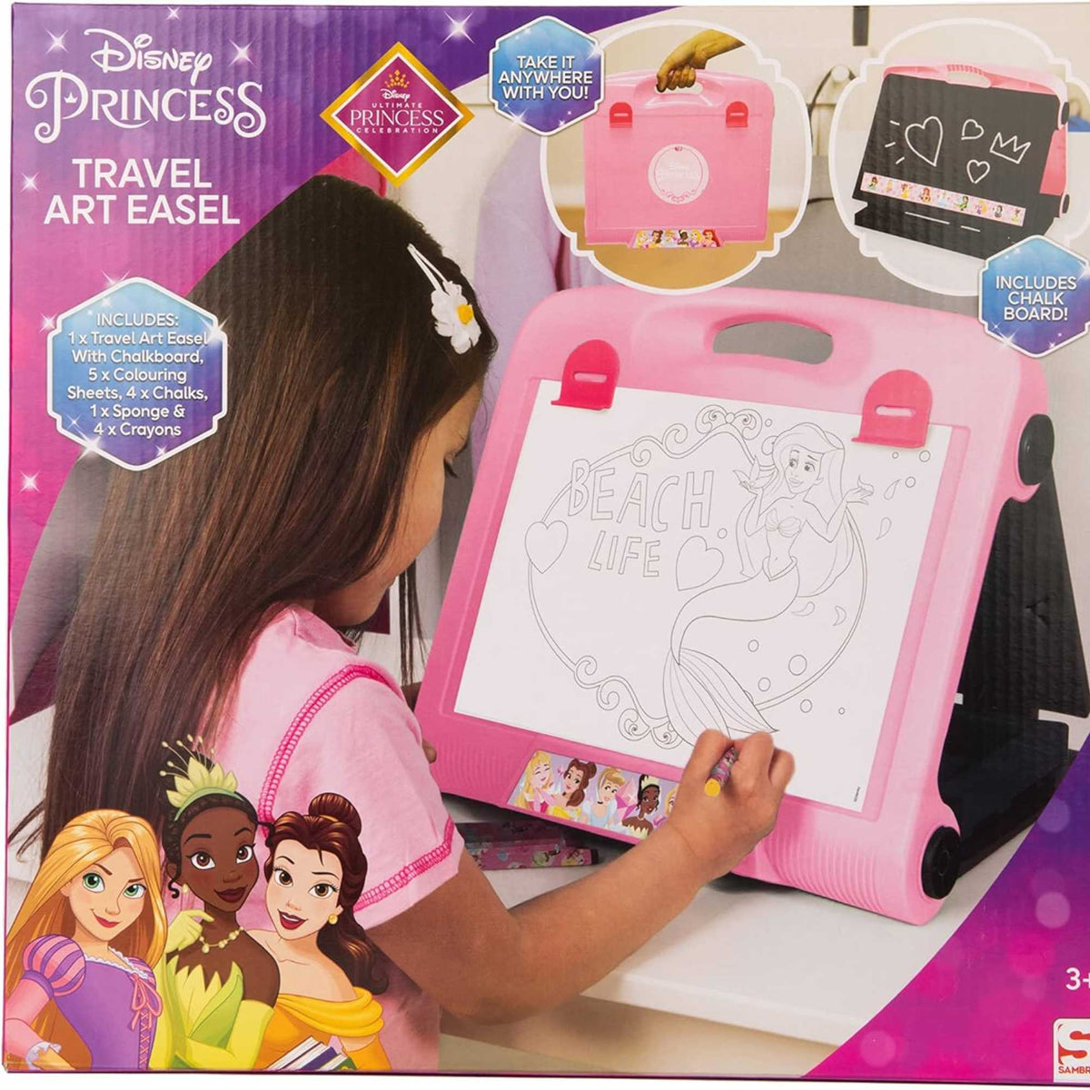 Disney Princess Travel Easel – Foldable Drawing Board with Accessories