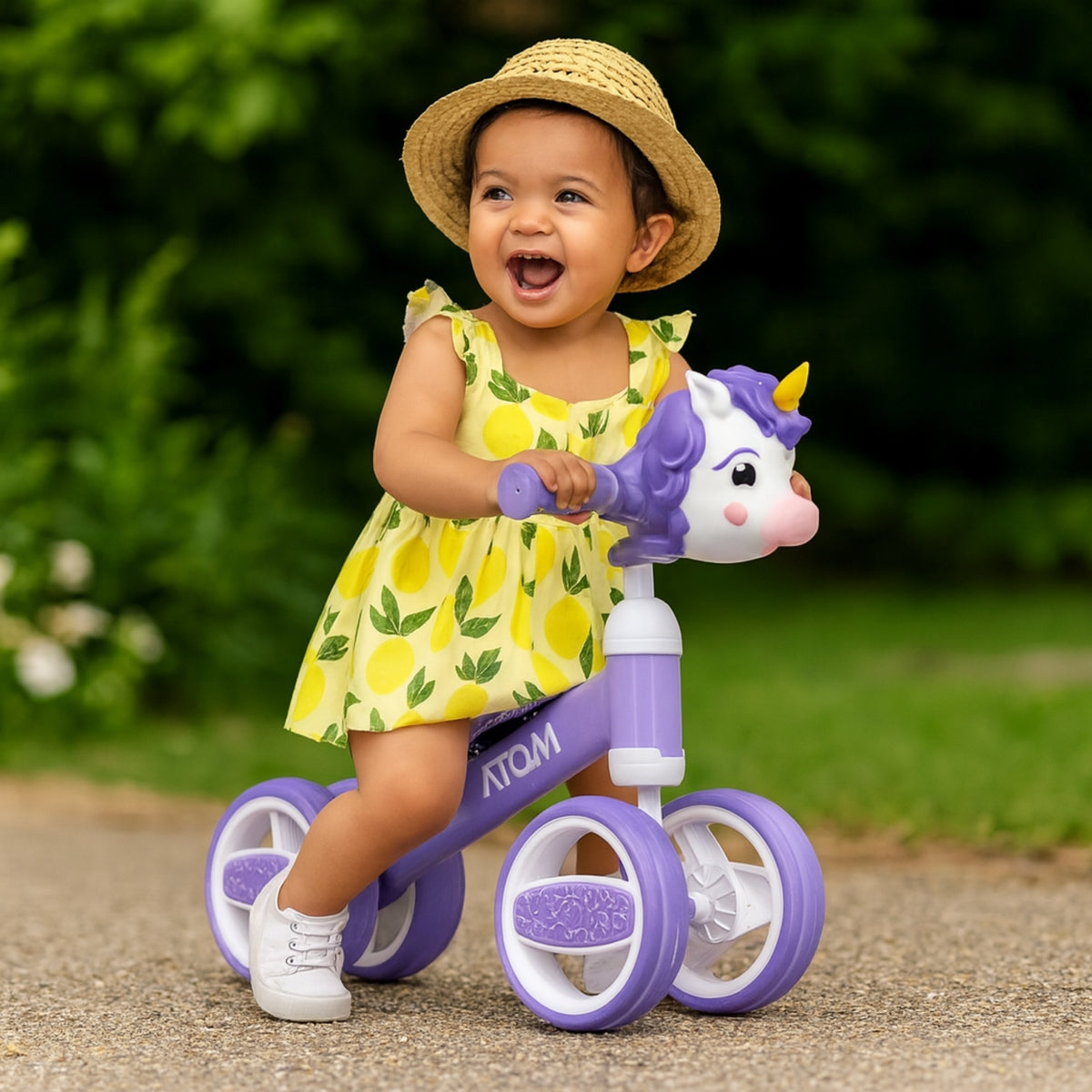ATOM Childrens Bobble Bike - Purple Unicorn