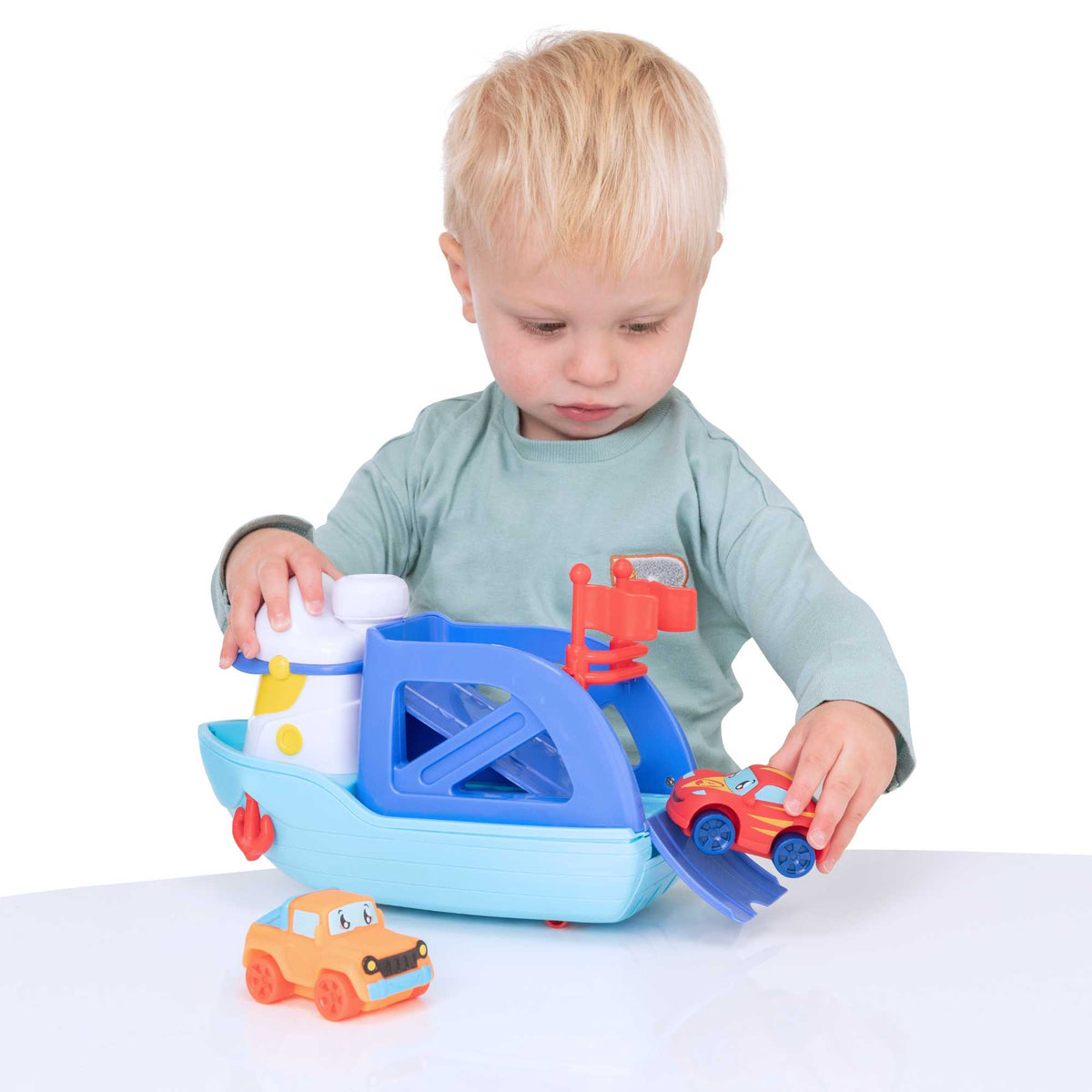 Tiny Teamsterz Ferry Boat Playset | Includes 2 Soft Touch Cars