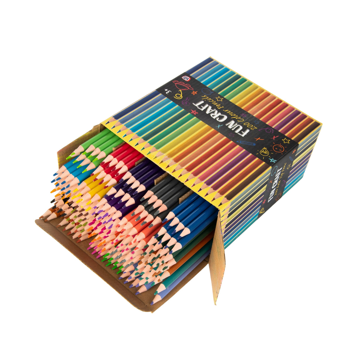 Fun Craft 200 Coloured Pencils – Kids Colouring & Drawing Set