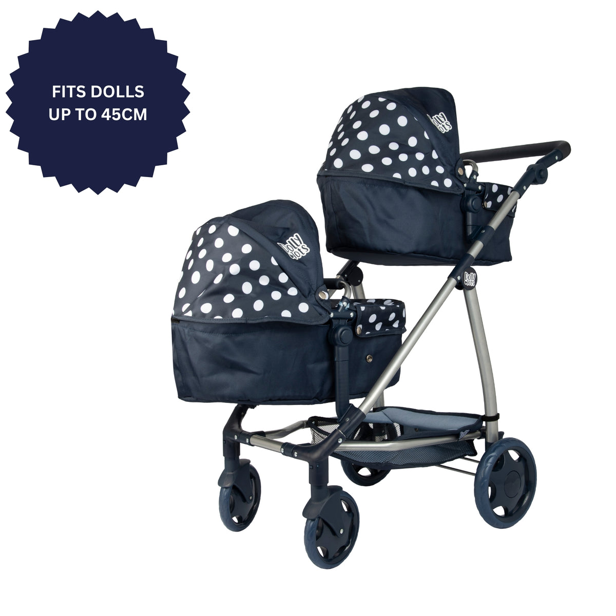 Dolly Tots Twin Dolls Pram - Navy
