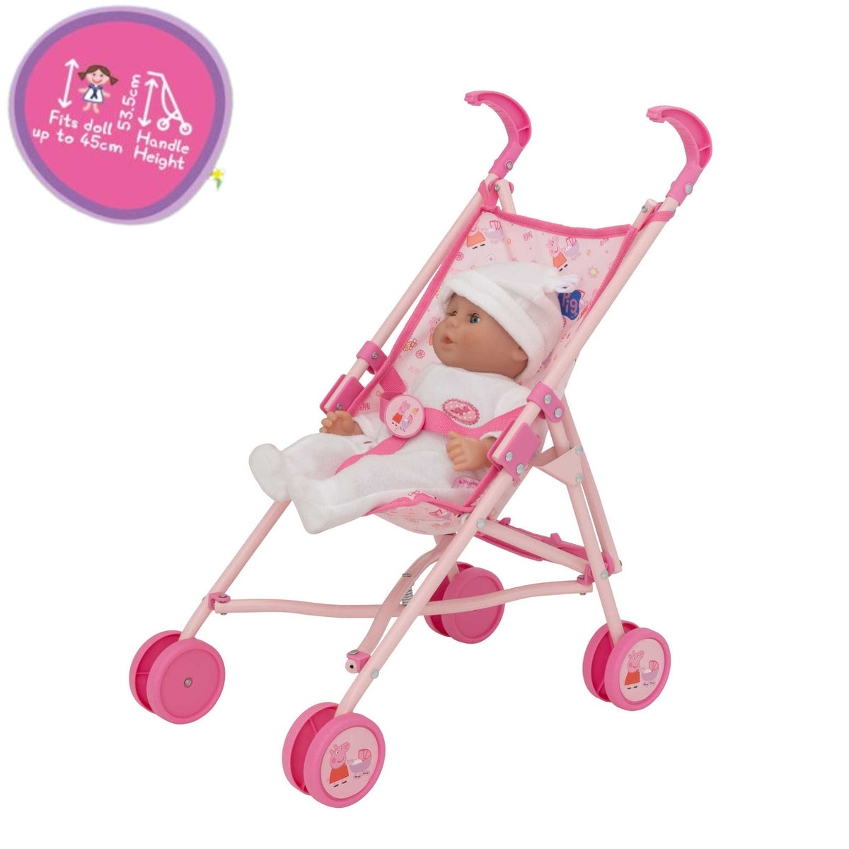 Peppa Pig Single Dolls Stroller - Pink