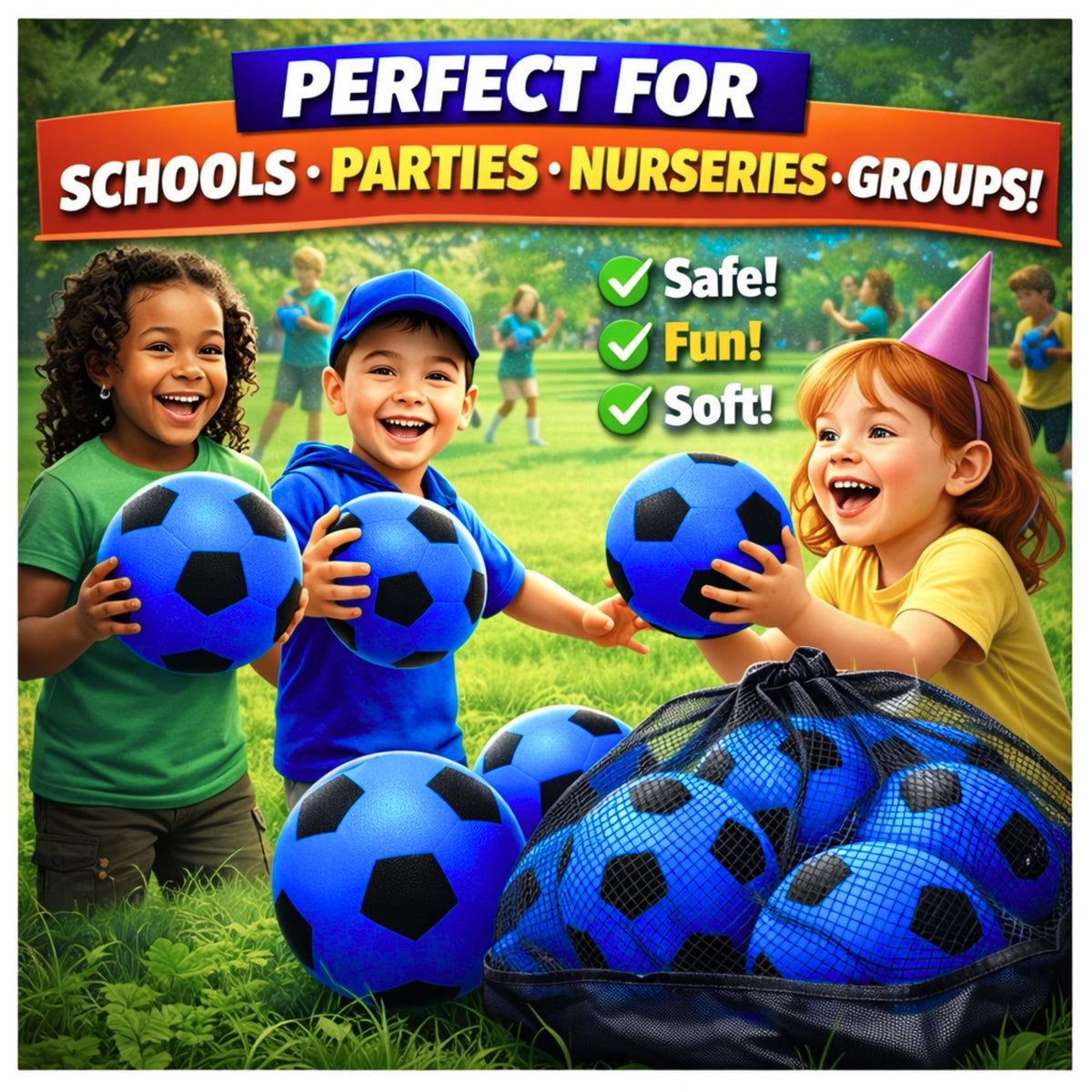 Foam Football Pack Of 12 - Blue