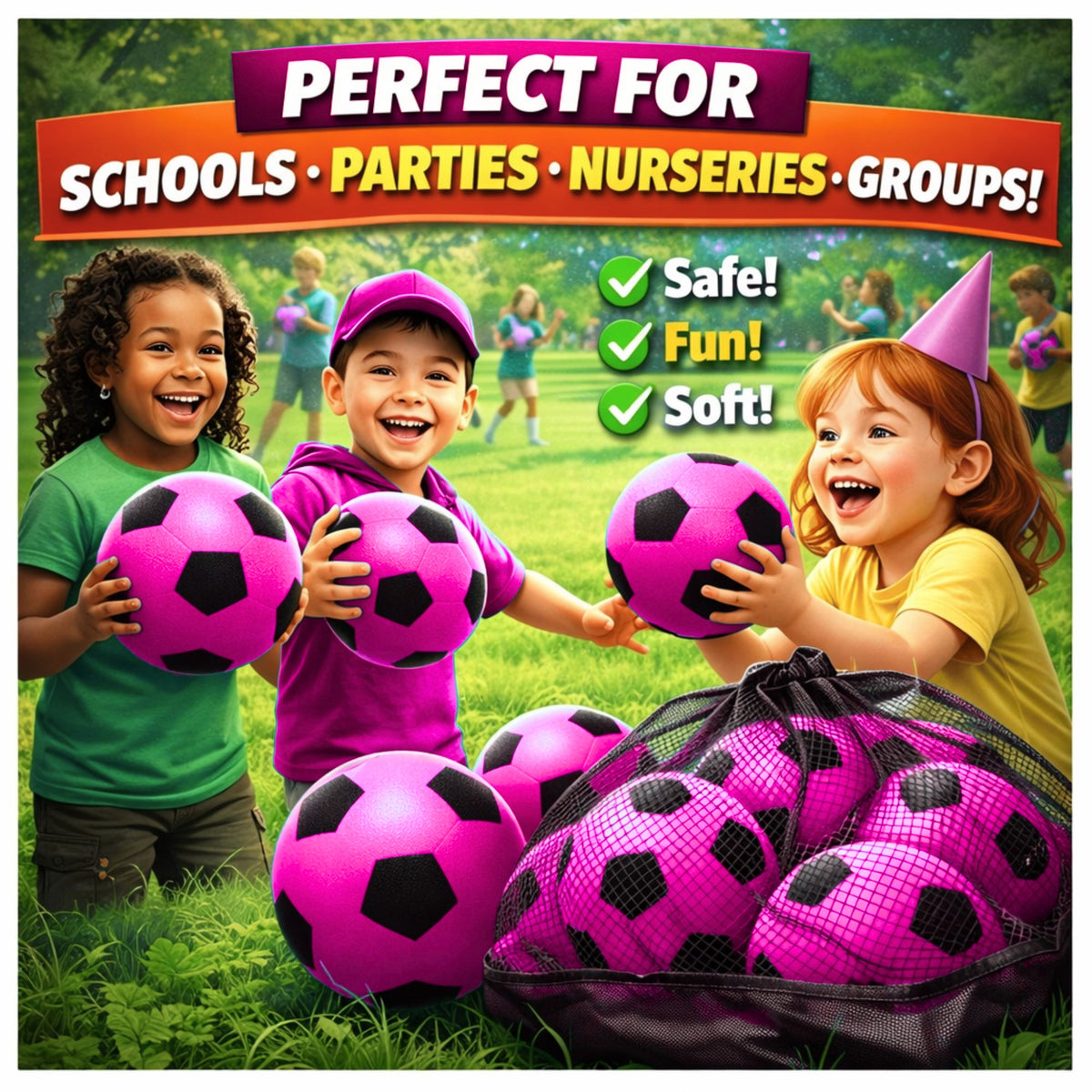 Foam Football Pack Of 12 - Red, Blue & Yellow