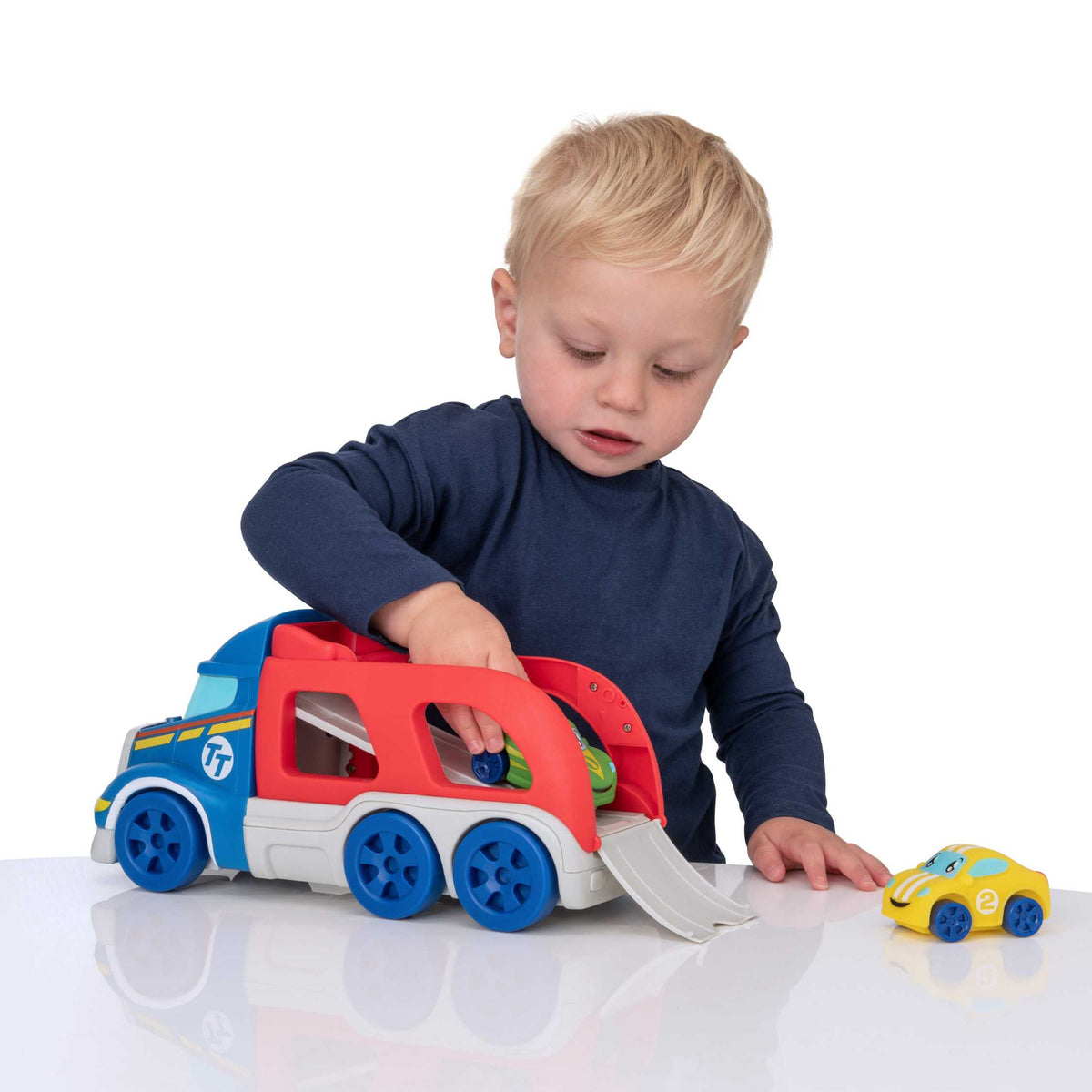Tiny Teamsterz Car Transporter Playset | Includes 2 Soft Touch Cars
