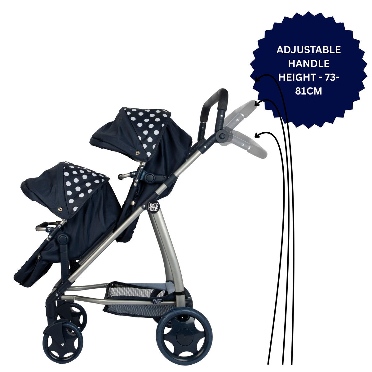 Dolly Tots Twin Dolls Pram - Navy
