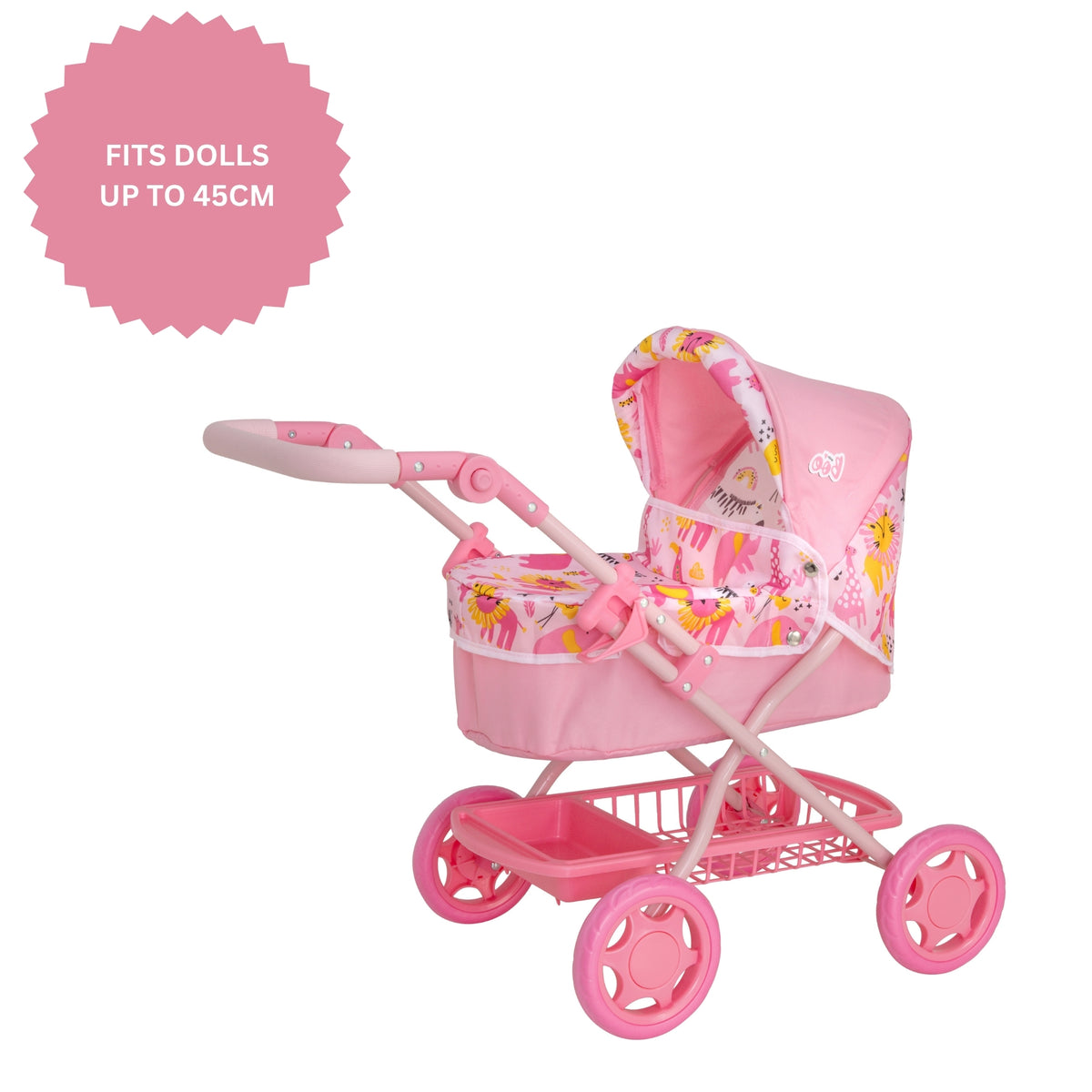 BabyBoo Junior Roamer Dolls Pram - Pink Jungle