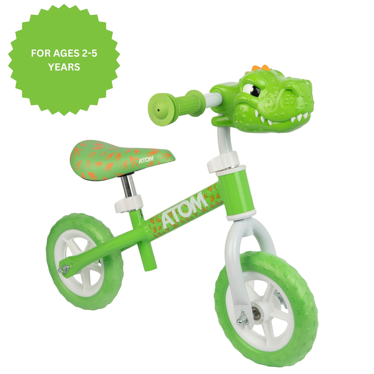 ATOM 8" Green Balance Bike - Dinosaur