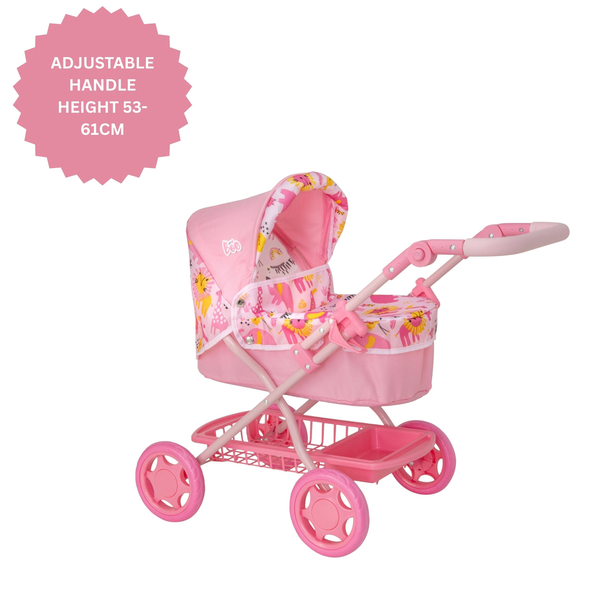 BabyBoo Junior Roamer Dolls Pram - Pink Jungle