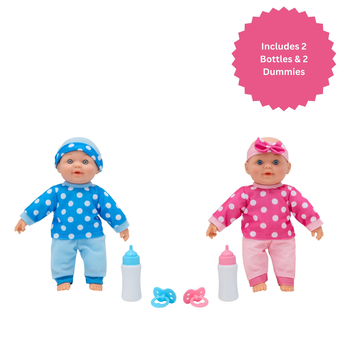 Dolly Tots Twin 30cm Dolls Playset - Soft Bodied Talking Dolls