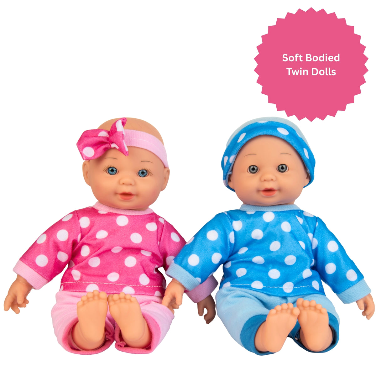 Dolly Tots Twin 30cm Dolls Playset - Soft Bodied Talking Dolls