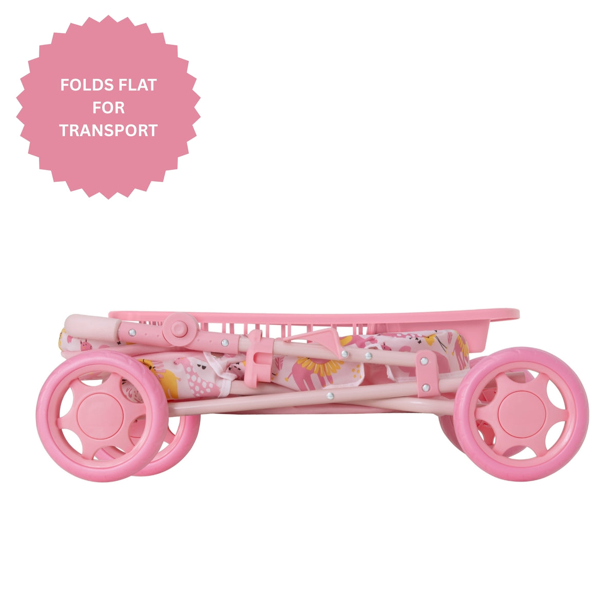 BabyBoo Junior Roamer Dolls Pram - Pink Jungle