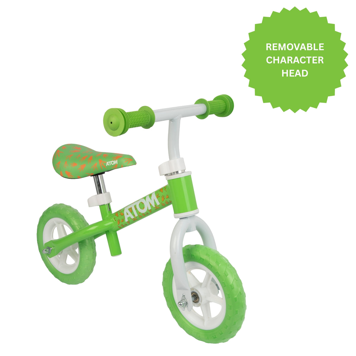 ATOM 8" Green Balance Bike - Dinosaur