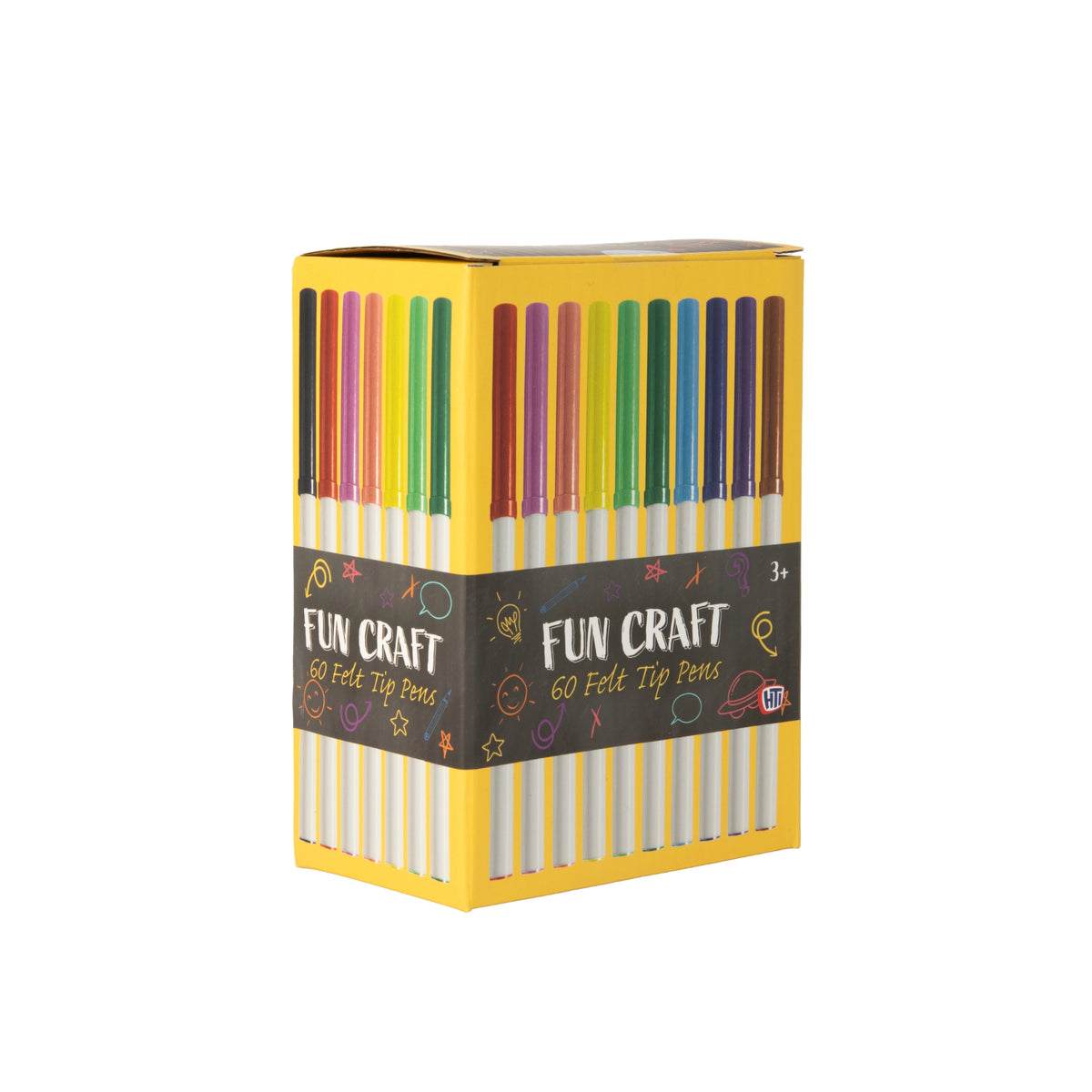 Fun Craft 60 Coloured Felt Tip Pens – Kids Colouring & Drawing Marker Set