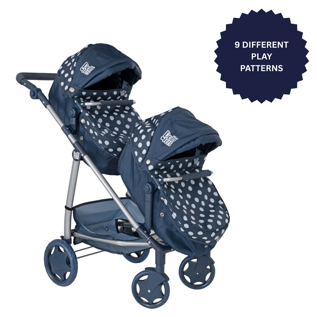 Dolly Tots Twin Dolls Pram - Navy