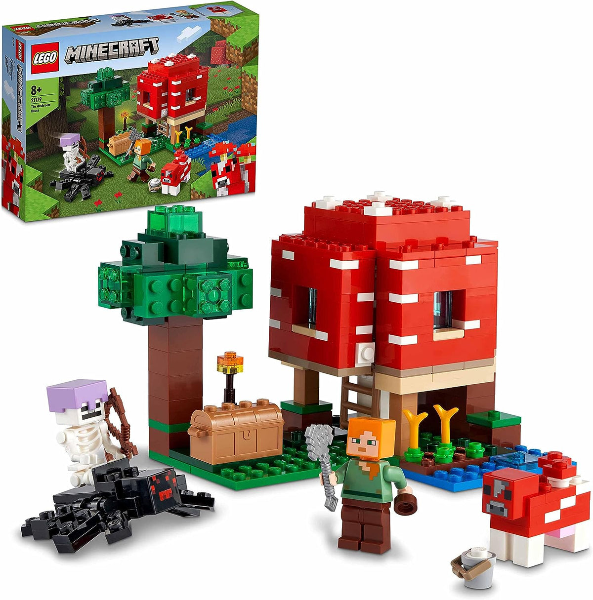 LEGO Minecraft The Mushroom House Toy for Kids 21179 + Large LEGO Storage Head - Bundle