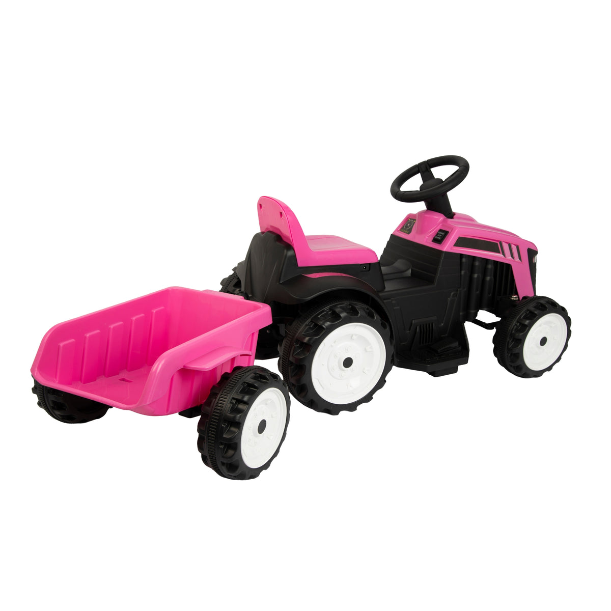 ATOM 6V Electric Ride On Tractor With Trailer - Pink