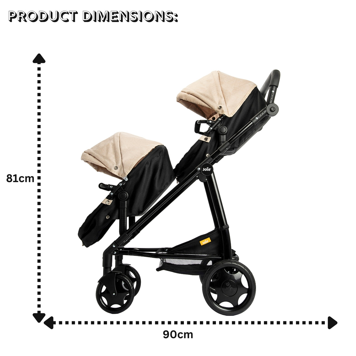 Joie Evalite Stone & Black Dolls Pram - 9 Play Modes