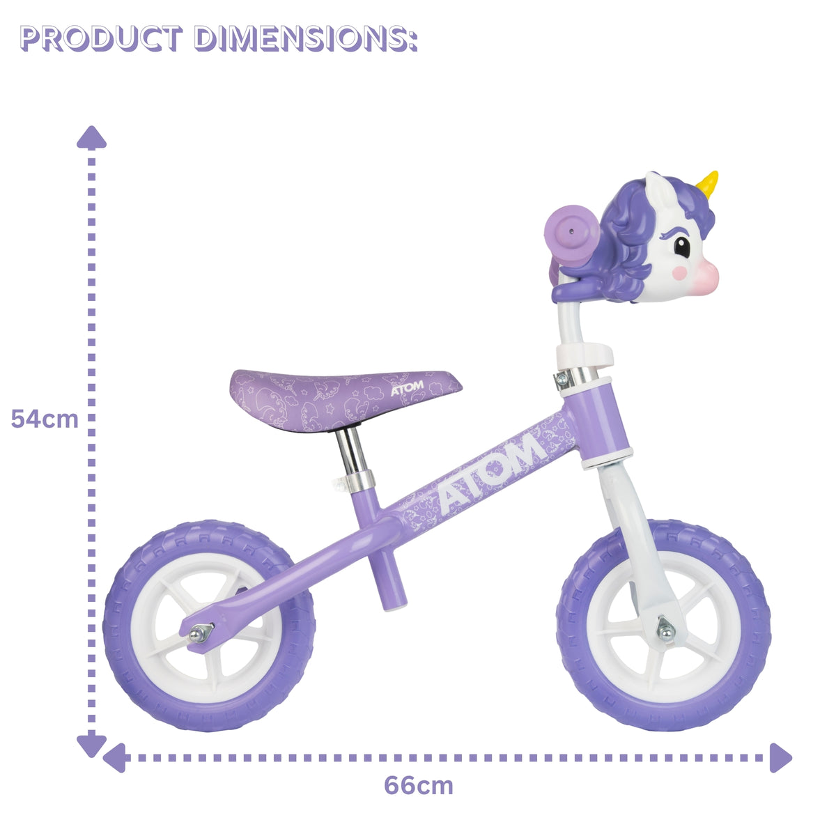 ATOM 8" Purple Balance Bike - Unicorn
