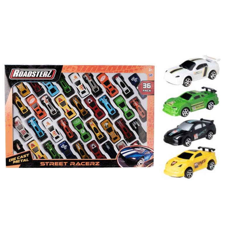 Roadsterz Street Racers Toy Car Playset - Includes 36 Racing Cars