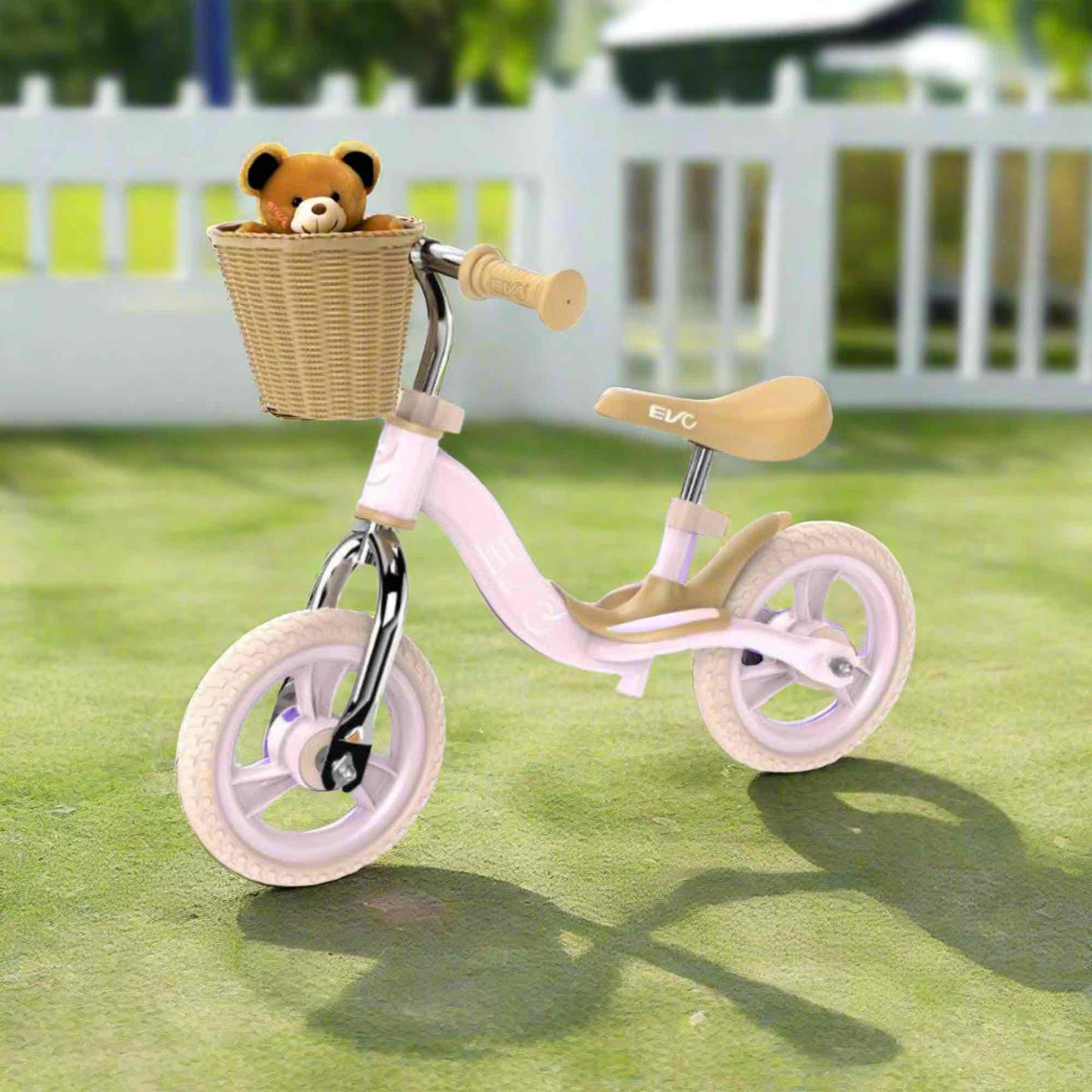 EVO 10" Glider Balance Bike With Basket - Pink