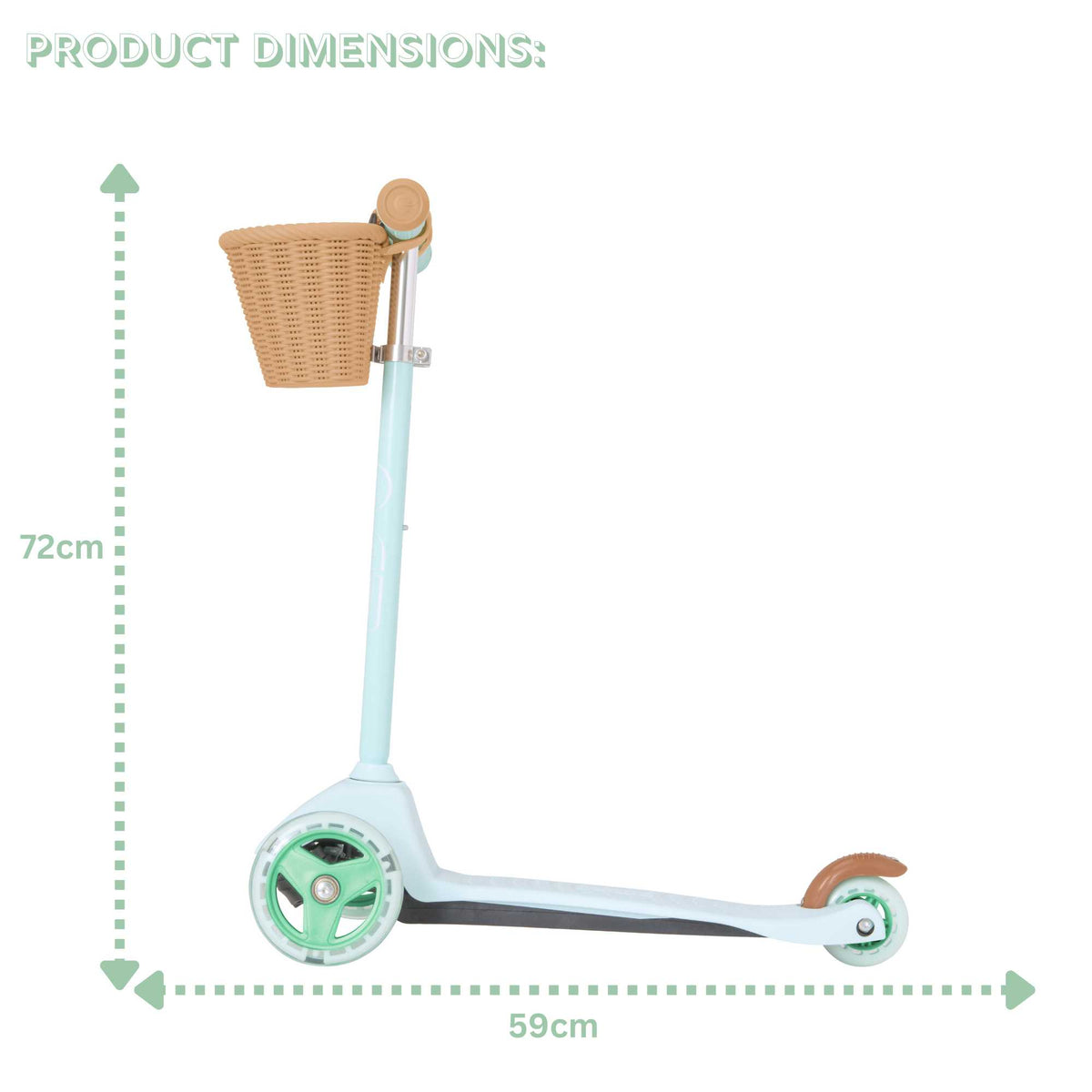 EVO Mini Cruiser Scooter With Basket - Mint Green