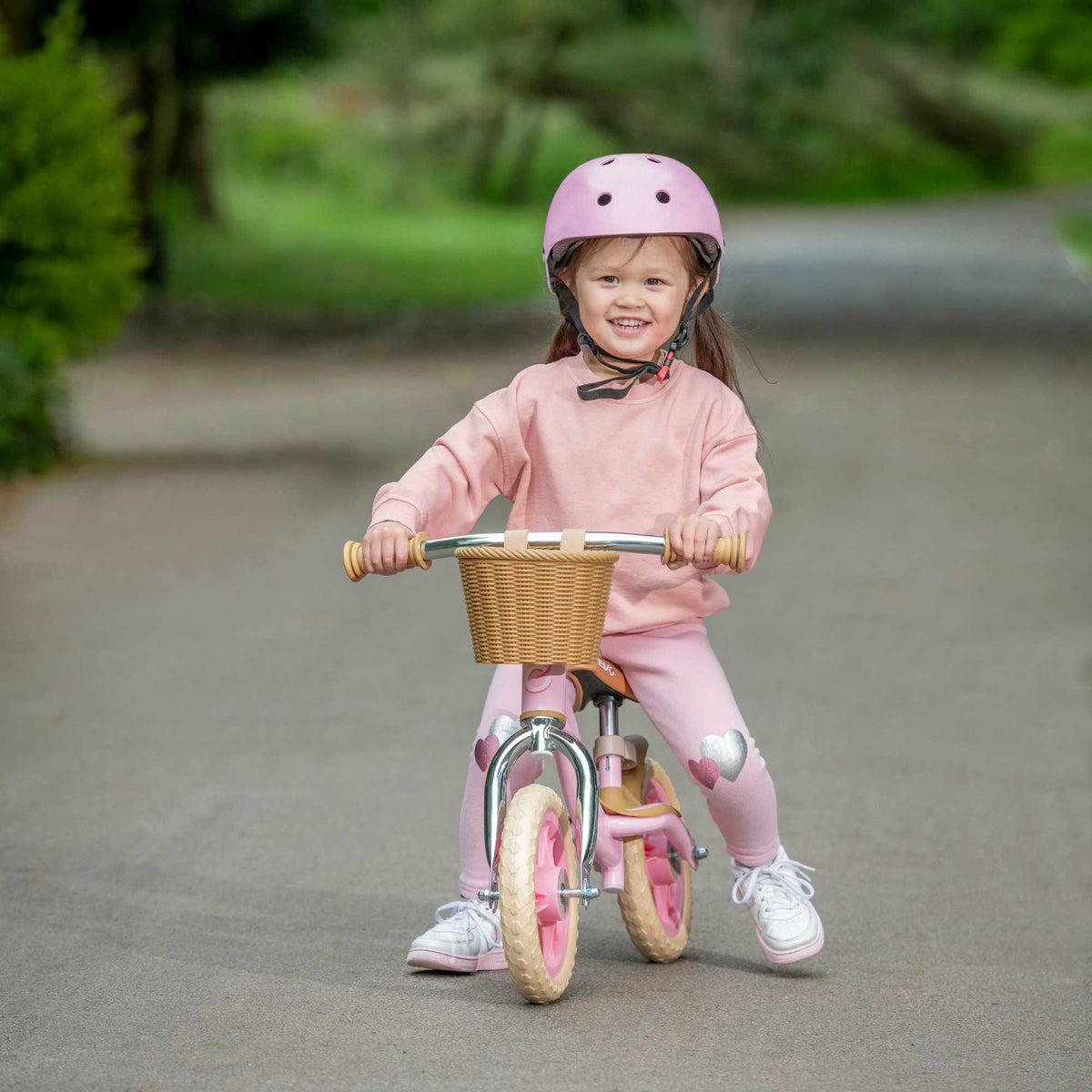EVO 10" Glider Balance Bike With Basket - Pink
