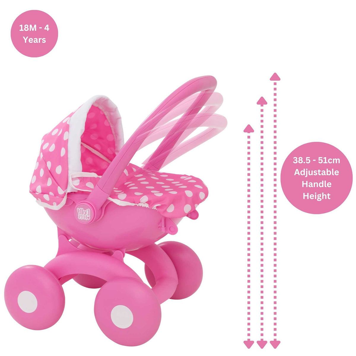 Dolly Tots My First 4 in 1 Dolls Pram - Pink
