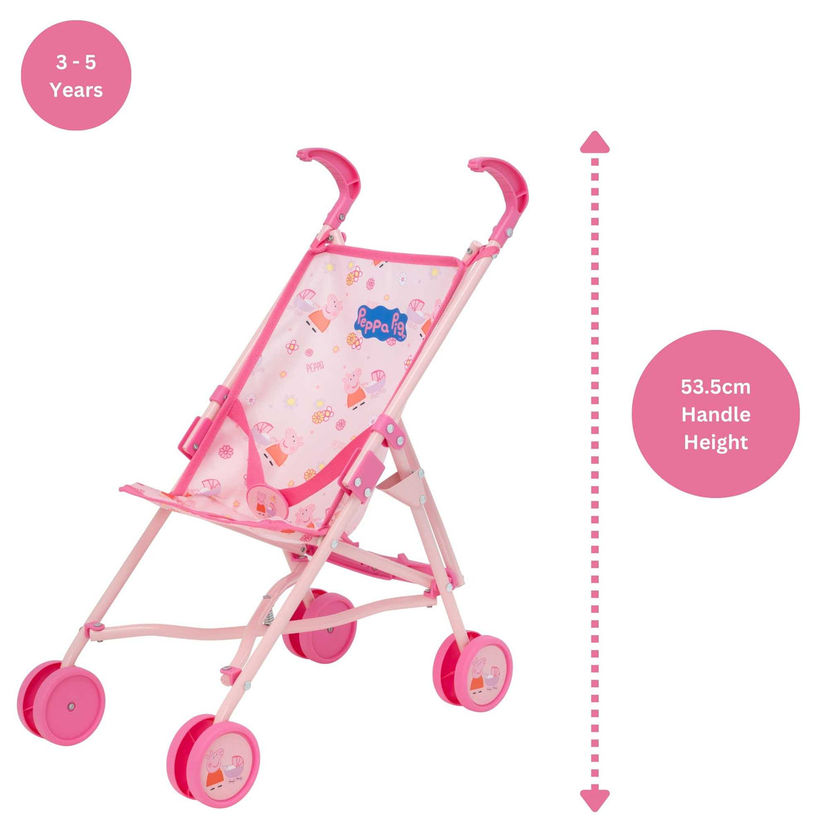 Peppa Pig Single Dolls Stroller - Pink