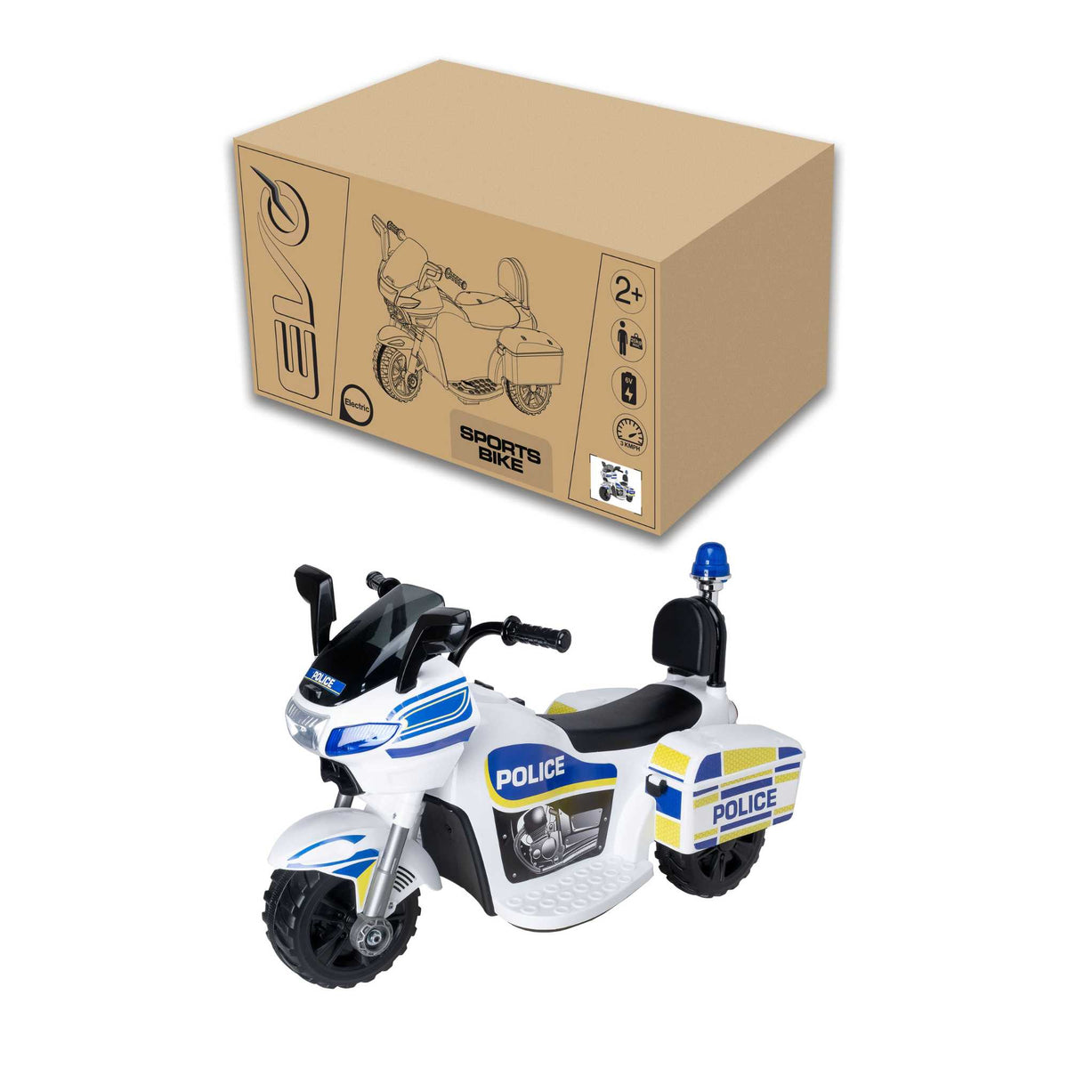 EVO 6v Kids Electric Ride-On Police Bike