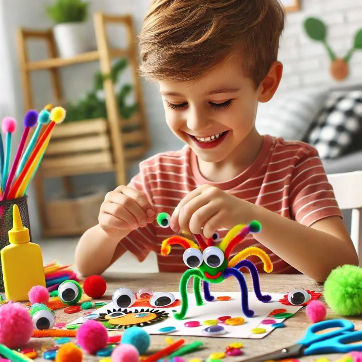 Fun Craft Jumbo Arts & Crafts Kit – 400+ Piece Kids Craft Supplies Set with Storage Box