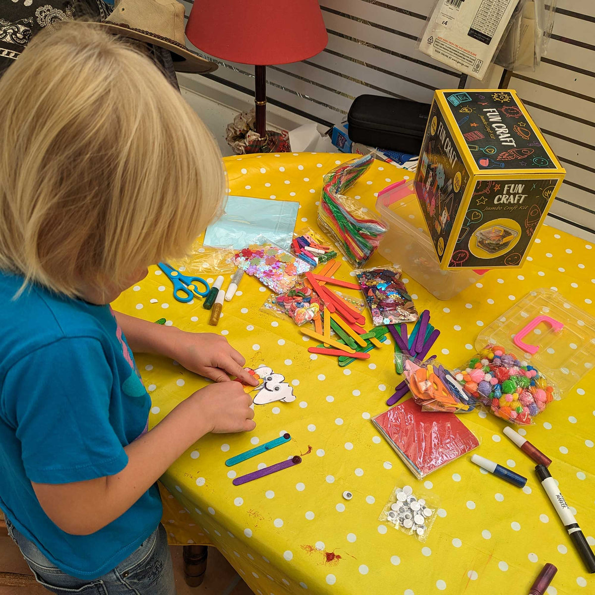 Fun Craft Jumbo Arts & Crafts Kit – 400+ Piece Kids Craft Supplies Set with Storage Box