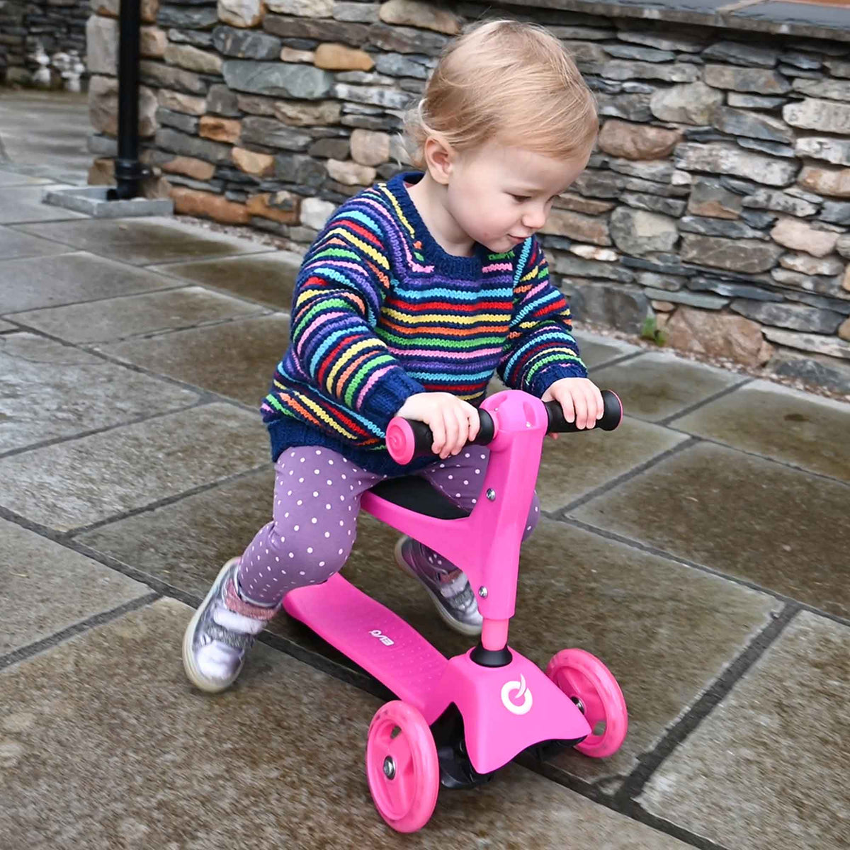 Evo 3 in 1 Cruiser Toddler Ride On & Scooter - Pink