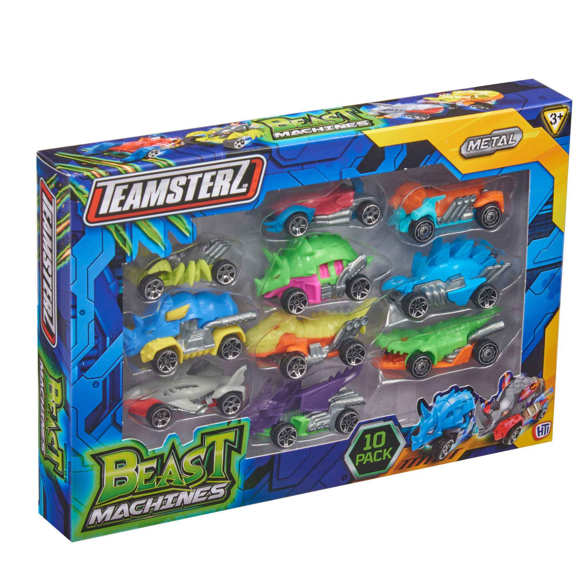 Teamsterz Beast Machine Dino Car Play Set - Set of 10 Die-Cast Cars