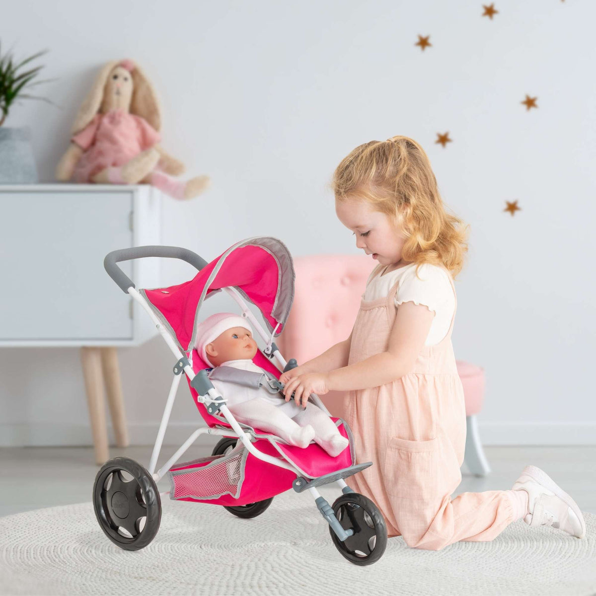Chicco Pink 3 Wheeled Dolls Running Buggy