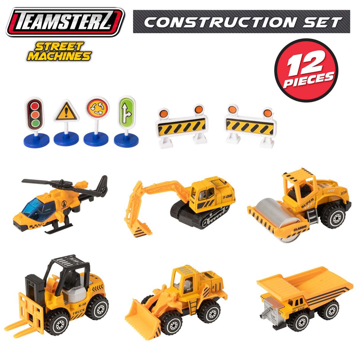 Teamsterz Street Machines Construction Playset | 12 Piece Construction Playset